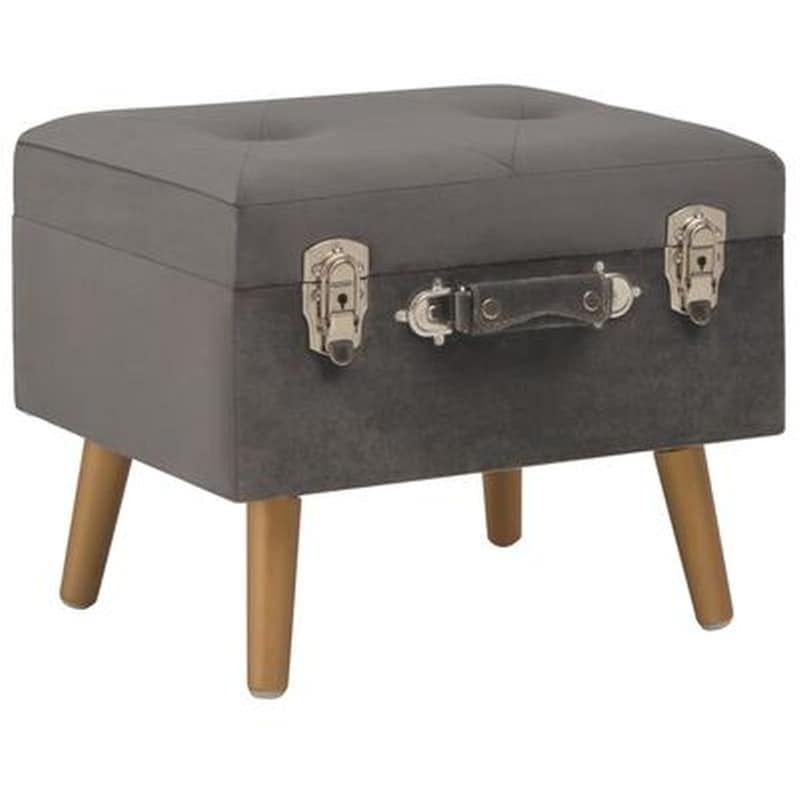 WOODWELL Σκαμπό Σαλονιού Woodwell Από Ύφασμα Velure - Γκρι