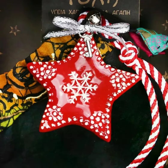 Γούρι Synchronia&nbsp;Κόκκινο&nbsp;Κεραμικό&nbsp;Mini Αστέρι image 1