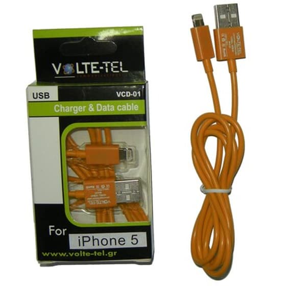 Καλώδιο δεδομένων Volte-tel Vcd01 Lightning Usb 1m - Orange image 0