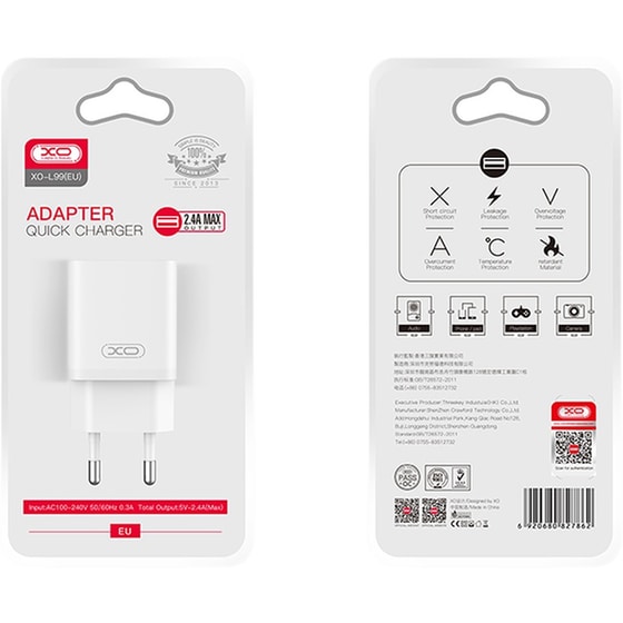 XO Φορτιστής L99 USB-A Λευκό image 4