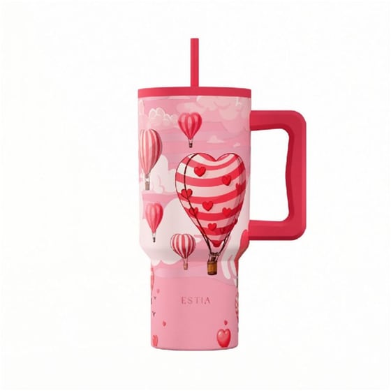 Κούπα Θερμός Με Λαβή & Καλαμάκι Estia Save The Aegean Tumbler Love Ascend 900ml image 0