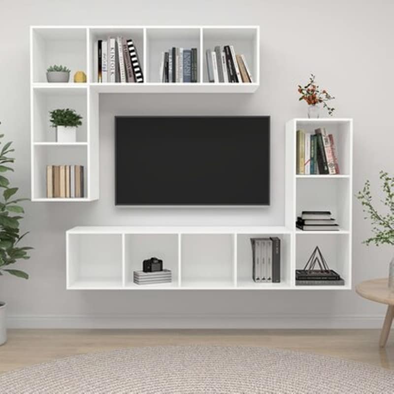 VIDAXL Έπιπλο Τηλεόρασης Vidaxl Μοριοσανίδα 4 Τμχ 37x37x142.5 cm - Λευκό