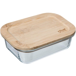 Φαγητοδοχείο με Καπάκι Spitishop Γυάλινο 14.5x10.5x5.5 cm - Διάφανο/Καφέ