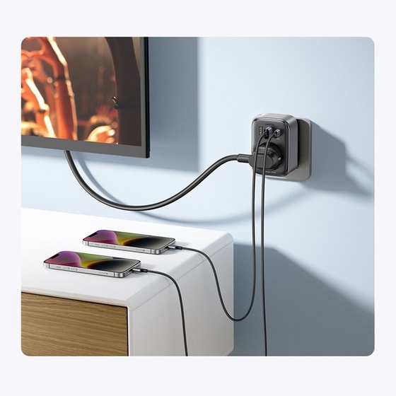 Φορτιστής Ugreen 30W 2x USB 3 1xC + SOCK - Black image 3