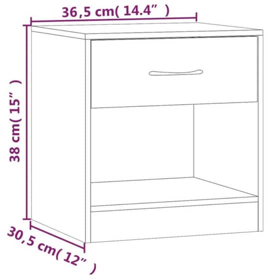 Κομοδίνο Vidaxl Από Μοριοσανίδα 2τμχ 36.5x30.5x38 cm - Δρύς image 6
