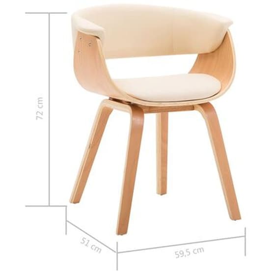 Καρέκλες Τραπεζαρίας Vidaxl Λυγισμένο Ξύλο/Συνθετικό Δέρμα 4 Τμχ - Κρεμ image 6