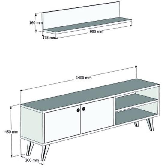 Έπιπλο Τηλεόρασης Ventiquattro από Μοριοσανίδα 140x30x45cm - Καρυδί/Ανθρακί image 1