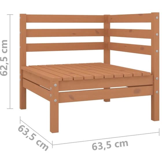Διθέσιος Καναπές Κήπου VidaXL από Μασίφ Ξύλο Πεύκου 63.5x63.5x62.5 cm - Καφέ Μελί image 5