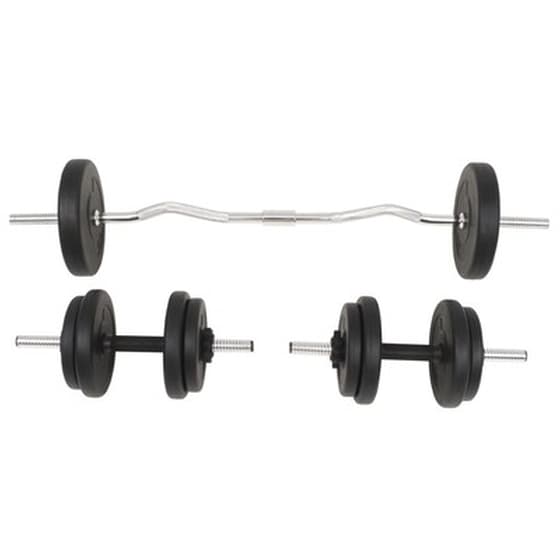 Σετ Στραβόμπαρα Φ25mm 5.2kg VidaXL 91400 120cm με 14 Δίσκους Βαρών 23kg, 2 Αλτήρες και 6 Κολάρα image 2