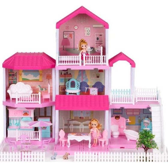 Ecotoys Κουκλόσπιτο 3 Oρόφων Ροζ image 0