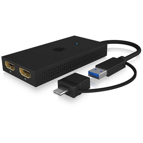 Αντάπτορας Icy Box Splitter Mobile USB σε Διπλό HDMI USB 3.2 Gen 1  - Μαύρο image 2