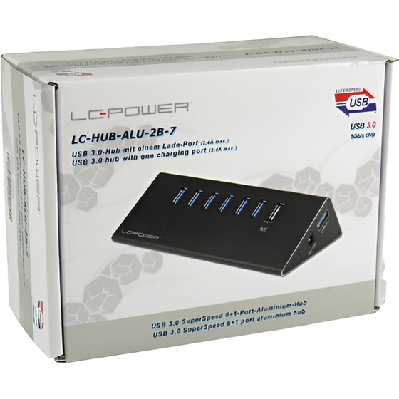 LC-Power LC-HUB-ALU-2B-7 USB Hub 7-Port USB 3.0 συμβατό με USB-A image 1