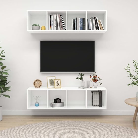 Έπιπλα Τηλεόρασης VidaXL Μοριοσανίδα 2 Τμχ 37x37x142.5cm - Λευκό image 2