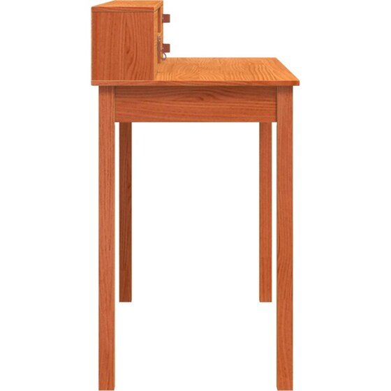Γραφείο VidaXL με Ράφι από Μασίφ Ξύλο Πεύκου 110x50x93 cm - Κερωμένο Καφέ image 3