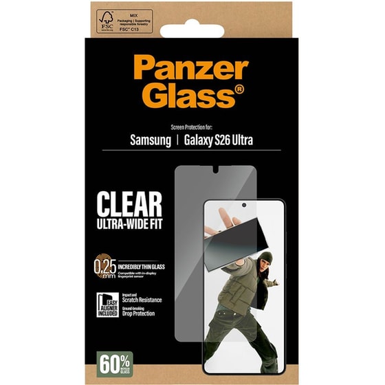 Προστατευτικό οθόνης Samsung Galaxy S26 Ultra - PanzerGlass Clear Ultra-Wide Fit Screen Protection 0.25mm image 3
