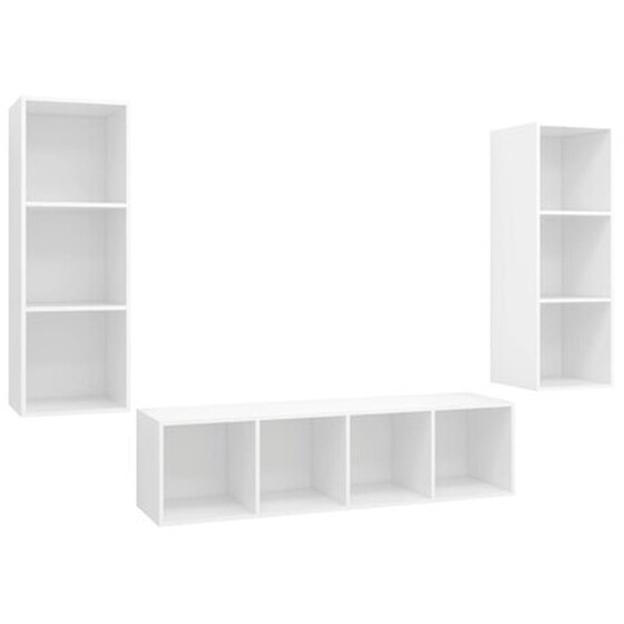 Έπιπλα Τηλεόρασης Vidaxl Μοριοσανίδα  3 Τμχ  37x37x142.5 cm -  Λευκό image 2