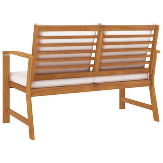 Παγκάκι Κήπου VidaXL από Μασίφ Ξύλο Ακακίας με Μαξιλάρι 120x60.5x81cm - Καφέ image 4