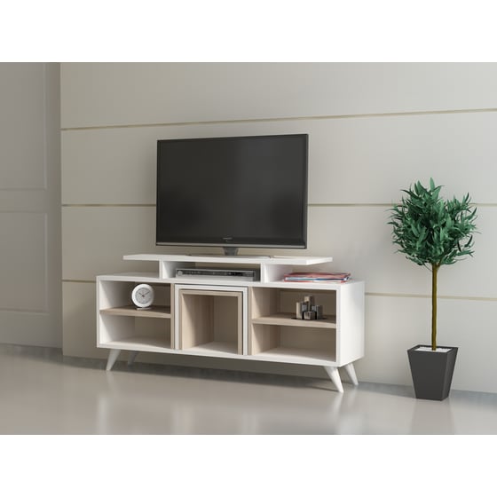 Σύνθεση Τηλεόρασης Marcus Cordoba από Μοριοσανίδα 120x29.5x56.9 cm - Λευκή/Καφέ image 1