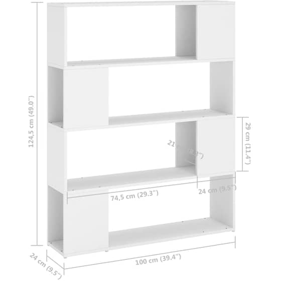 Βιβλιοθήκη VidaXL από Μοριοσανίδα 100x24x124 cm - Λευκό image 5