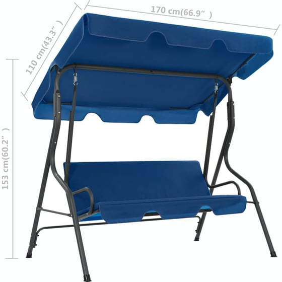 Κούνια Κήπου VidaXL με Σκίαστρο από Χάλυβα 170x110x153 cm - Σκούρο Μπλε image 5