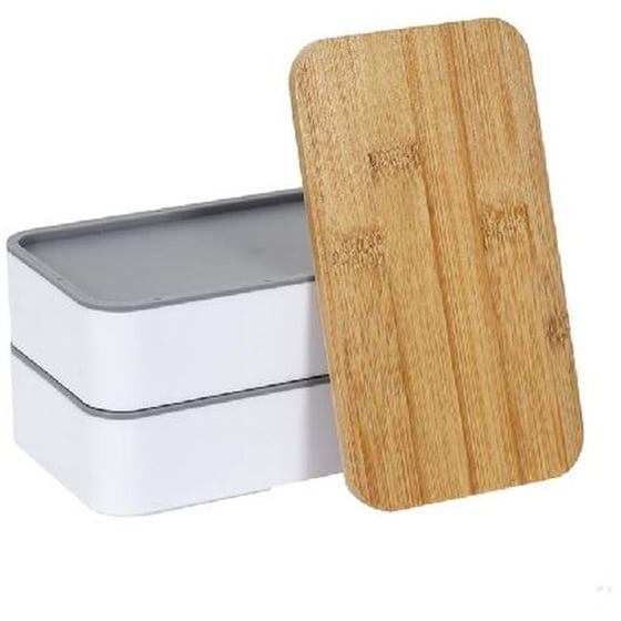 Φαγητοδοχείο Lunch Box Cook Concept 2 Επιπέδων με Μαχαιροπίρουνα 18.5x10.5x9.7 cm  Ka4820 - Λευκό/Γκρι image 1