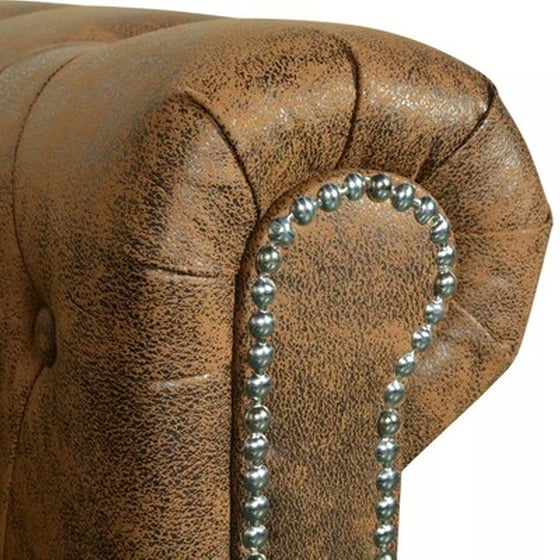 Διθέσιος Καναπές VidaXL Chesterfield 145.5x76cm - Καφέ image 5