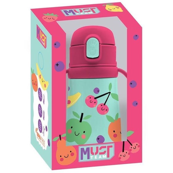 Παγούρι Θερμός Must Team Ανοξείδωτο Με Χερούλια Καλαμάκι Φρουτάκια 350ml image 1