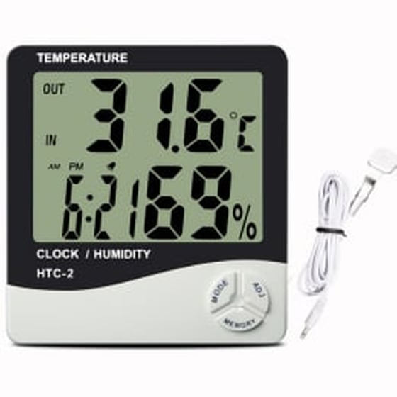 Θερμομετρο/Υγρασιόμετρο Με Ρολοι Ξυπνητηρι Εσωτερικου - Εξωτερικου Χωρου Htc-2 image 0