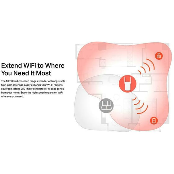 Mercusys ME30 Wi-Fi Extender Wi-Fi 5 Dual Band (2.4 & 5 GHz) image 6