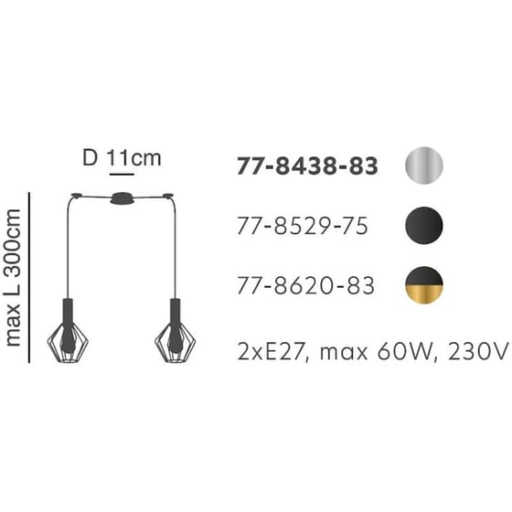 Φωτιστικό Οροφής Δίφωτο Homelighting 77-8529 Μεταλλικό - Μαύρο image 1