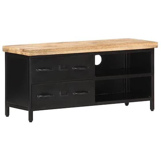 Έπιπλο Τηλεόρασης VidaXL  Ξύλο Μάνγκο 90x30x41 cm - Μαύρο image 0