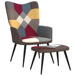 Vidaxl Πολυθρόνα Relax Σχέδιο Patchwork Υφασμάτινη Με Σκαμπό