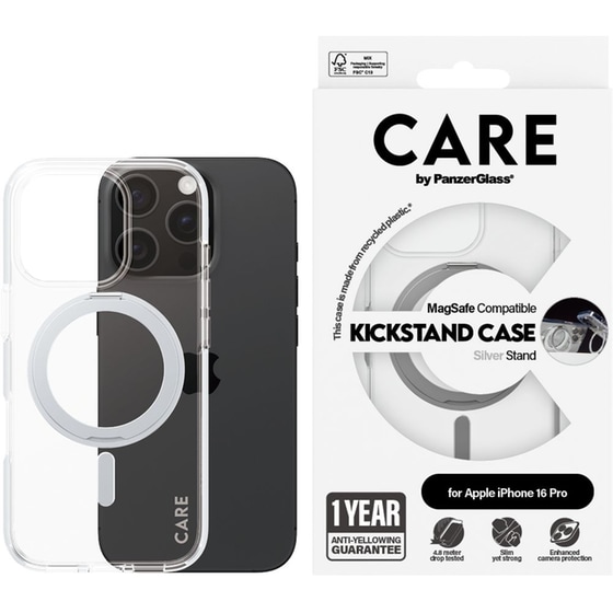 Θήκη Apple iPhone 16 Pro - PanzerGlass MagSafe Kickstand Case - Transparent with Black Stand image 1