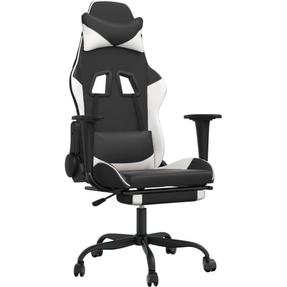 Καρέκλα Gaming VIDAXL 345416 με Υποπόδιο από Τεχνητό Δέρμα - Μαύρη image 0