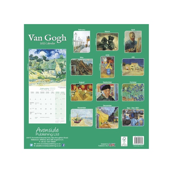 Ημερολόγιο Τοίχου Avonside 2022 12Μ Μηνιαίο Van Gogh (30x30 cm) image 1
