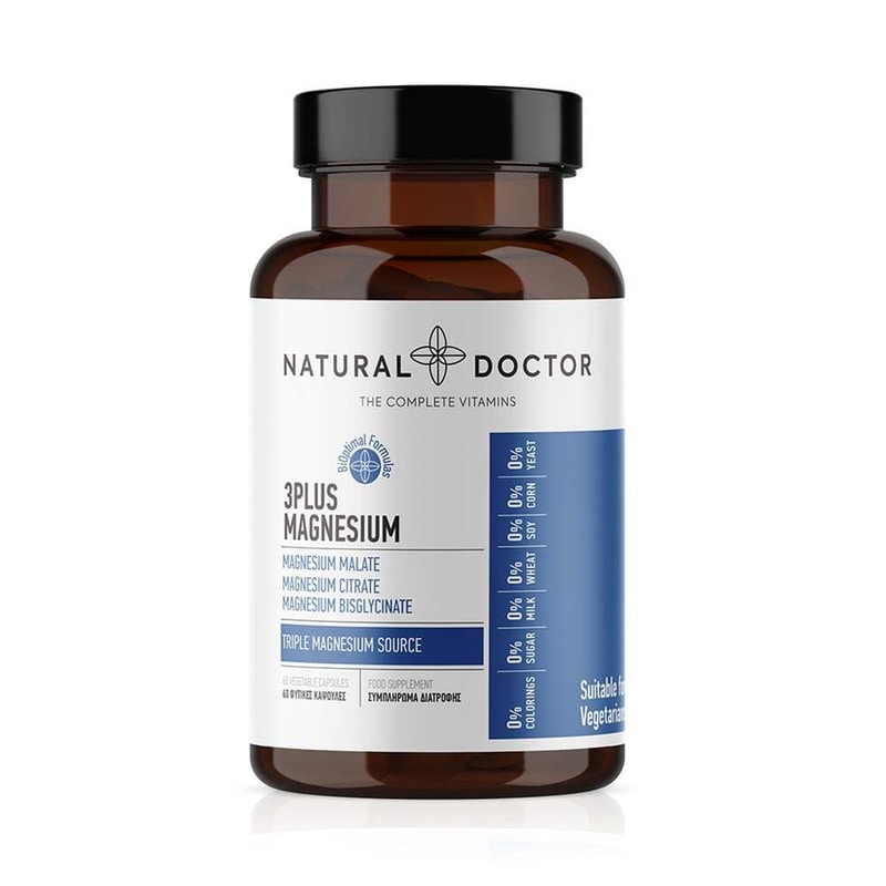 NATURAL DOCTOR Συμπλήρωμα Διατροφής Natural Doctor 3plus Magnesium - 60 Κάψουλες