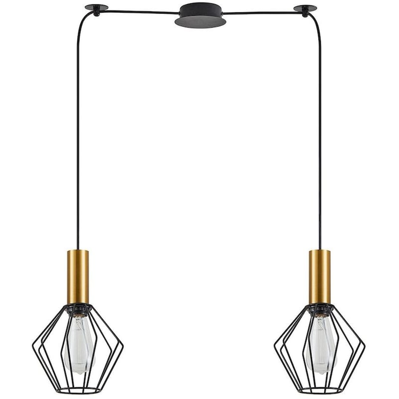 Φωτιστικό Οροφής Δίφωτο Homelighting 77-8620 Μεταλλικό - Μαύρο/Χρυσό