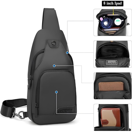 Τσάντα Crossbody Arctic Hunter XB13005 Με Θήκη Tablet - 4lt - Μαύρη image 4