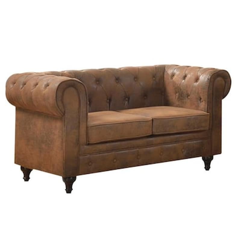 Καναπές 2 Θέσεων Ύφασμα Καφέ Camel C11231