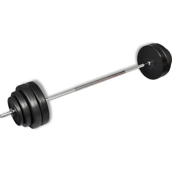 Σετ Ίσια Μπάρα Φ25mm 6kg VidaXL 90372 165cm Κούφια από Ατσάλι με 8 Δίσκους Βαρών 54kg και 2 Κολάρα image 2