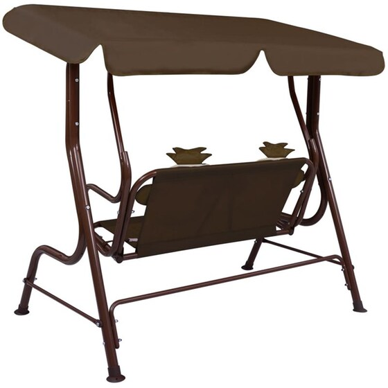 Κούνια Κήπου VidaXL με Σκίαστρο  από Ατσάλι 115x75x110 cm - Καφέ image 3
