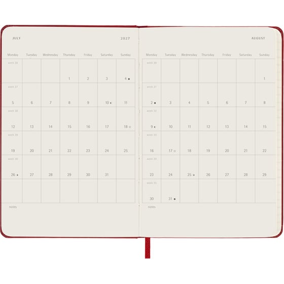 Ημερολόγιο Εβδομαδιαίο 2027 Moleskine 18Μ Pocket Hardcover Κόκκινο image 3