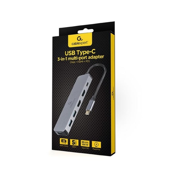 Cablexpert A-CM-COMBO3-03 USB Hub 3 σε 1 USB-C - Ασημί image 3