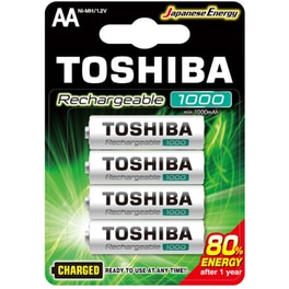 Επαναφορτιζόμενες Μπαταρίες Toshiba AA NiMH 1000mAh 1.2 V 4 τεμάχια