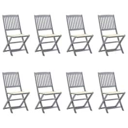 Vidaxl Καρέκλες Εξ. Χώρου Πτυσσόμενες 8 Τεμ. Ξύλο Ακακίας Με Μαξιλάρια