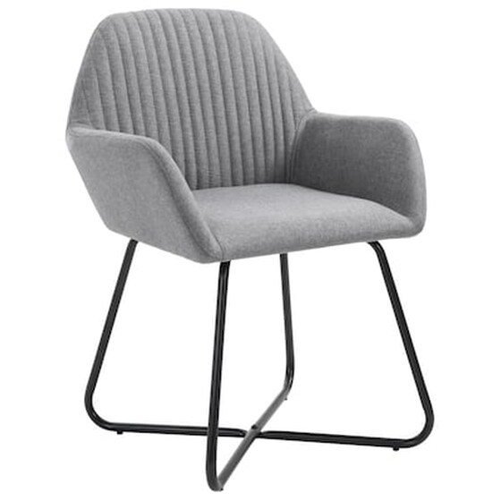 Καρέκλες Τραπεζαρίας Vidaxl Υφασμάτινες 2 Τμχ - Ανοιχτό Γκρι image 3