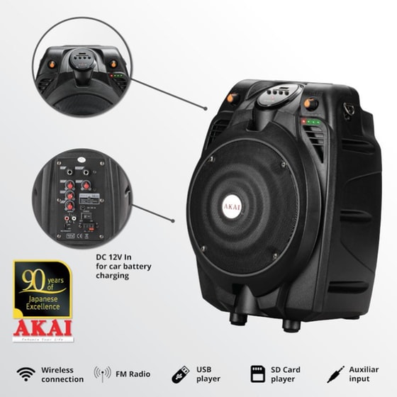 Party Speaker Akai SS022A-X6 30W Karaoke με Ασύρματo Μικρόφωνo - Μαύρο image 26
