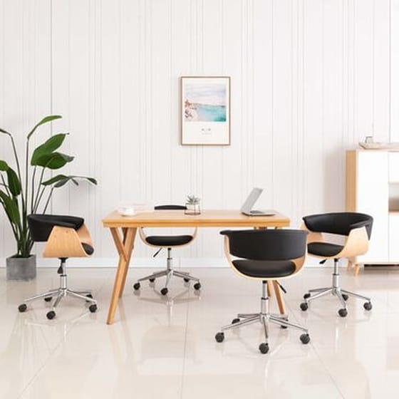 Καρέκλες Τραπεζαρίας Vidaxl  Περιστρεφόμενες Δερματίνη 4 Τμχ - Μαύρες image 1