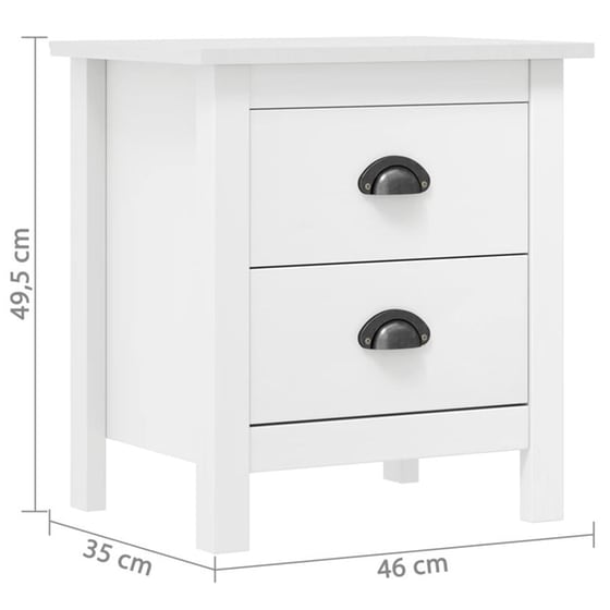 Κομοδίνο Vidaxl Από Μασίφ Ξύλο Πεύκου 2τμχ 46x35x49.5 cm - Λευκό image 6