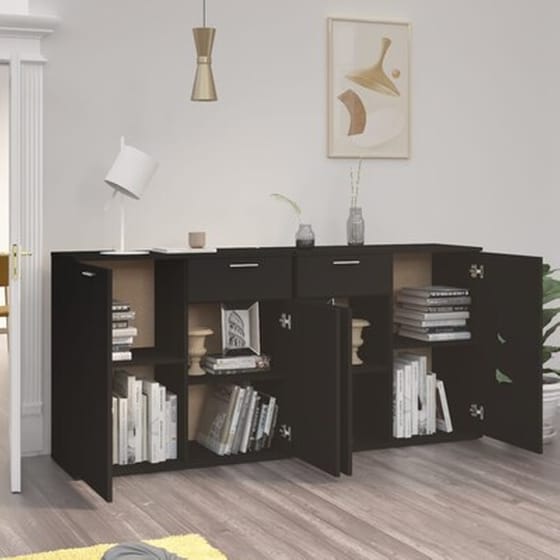 Vidaxl Μπουφές Μαύρος 160 X 36 X 75 Εκ. Από Μοριοσανίδα image 3